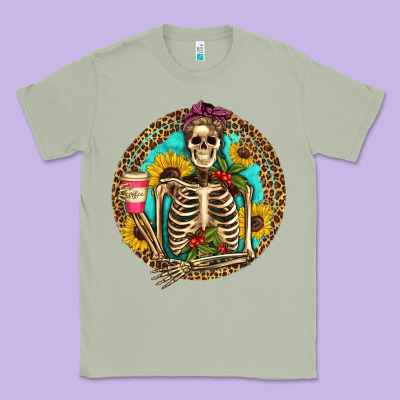 Western Skeleton Coffee Sunflowers Classic Tee Designed By Artiststas