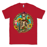 Red western skeleton coffee sunflowers Classic Tee - Artiststas