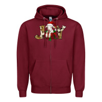 Burgundy joy christmas lamb Zipper Hoodie - Jasminsmagicworld