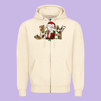 Joy Christmas Lamb Zipper Hoodie Designed By Jasminsmagicworld