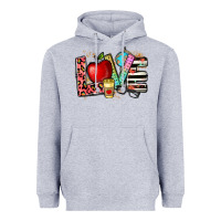Heather Grey love teacher Heavyweight Hoodie - NancyCooperArtShop
