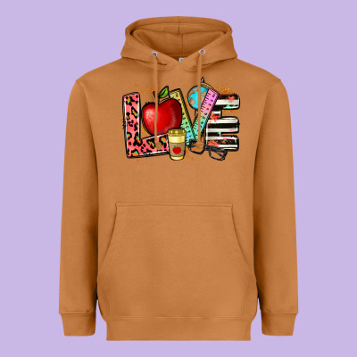 Love Teacher Heavyweight Hoodie Designed By Nancycooperartshop