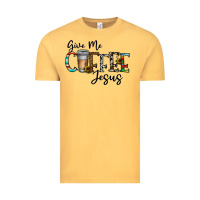 Vintage Mustard give me coffee jesus Vintage Tee - CowhideDigitalArt