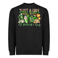 Black Just a Girl who Loves Saint Patrick's Day Heavyweight Sweatshirt - RacoonDesign