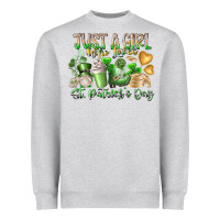 Heather Grey Just a Girl who Loves Saint Patrick's Day Heavyweight Sweatshirt - RacoonDesign