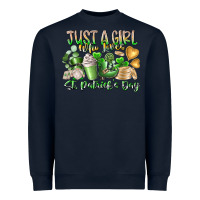Navy Just a Girl who Loves Saint Patrick's Day Heavyweight Sweatshirt - RacoonDesign