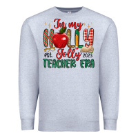 Heather Grey in my holly jolly teacher era Premium Sweatshirt - MaliasSmallBusiness