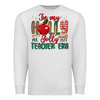 Oatmeal Heather in my holly jolly teacher era Premium Sweatshirt - MaliasSmallBusiness