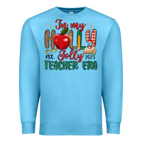 Ocean Blue in my holly jolly teacher era Premium Sweatshirt - MaliasSmallBusiness