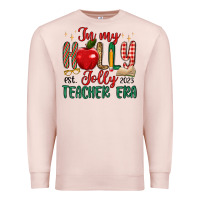 Pale Pink in my holly jolly teacher era Premium Sweatshirt - MaliasSmallBusiness