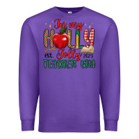 Purple in my holly jolly teacher era Premium Sweatshirt - MaliasSmallBusiness