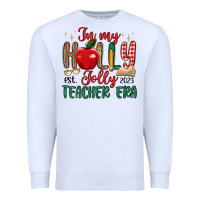 White in my holly jolly teacher era Premium Sweatshirt - MaliasSmallBusiness