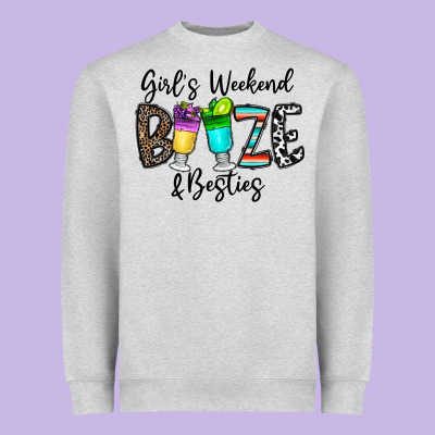 Girl's Weekend Booze & Besties Heavyweight Sweatshirt Designed By Cowhidedigitalart