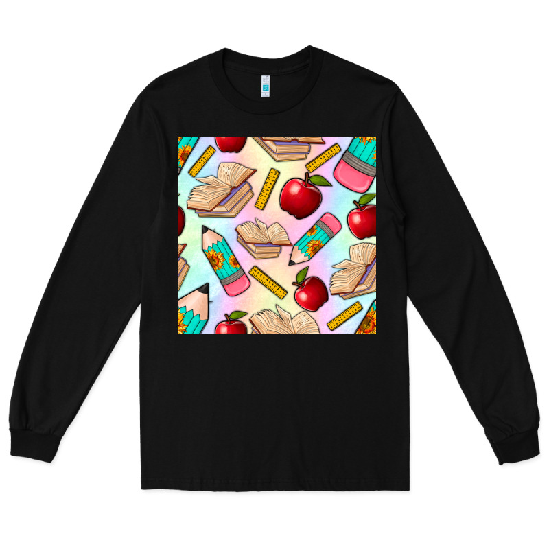 School Seamless Pattern Long Sleeve Tee by BundleAndBundleShop | Teevron
