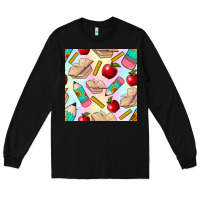 Black school seamless pattern Long Sleeve Tee - BundleAndBundleShop