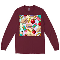 Burgundy school seamless pattern Long Sleeve Tee - BundleAndBundleShop
