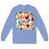 Colony Blue school seamless pattern Long Sleeve Tee - BundleAndBundleShop