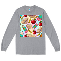 Heather Grey school seamless pattern Long Sleeve Tee - BundleAndBundleShop
