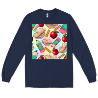 Navy school seamless pattern Long Sleeve Tee - BundleAndBundleShop
