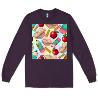 Plum school seamless pattern Long Sleeve Tee - BundleAndBundleShop