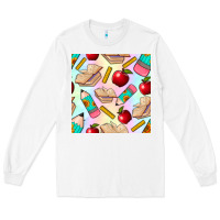 White school seamless pattern Long Sleeve Tee - BundleAndBundleShop