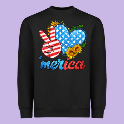 America With Heart Heavyweight Sweatshirt Designed By Hra Design Shop