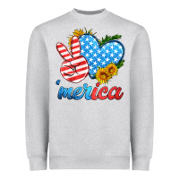 Heather Grey america with heart Heavyweight Sweatshirt - HRA Design Shop