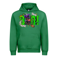 Emerald Boo! with black cat Halloween Urban Hoodie - NancyCooperArtShop