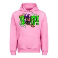 Fuchsia Pink Boo! with black cat Halloween Urban Hoodie - NancyCooperArtShop