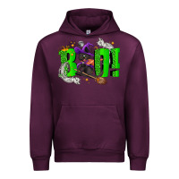 Mauve Wine Boo! with black cat Halloween Urban Hoodie - NancyCooperArtShop