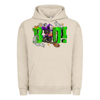 Pigment French Oak Boo! with black cat Halloween Urban Hoodie - NancyCooperArtShop