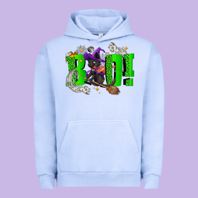 Boo! With Black Cat Halloween Urban Hoodie Designed By Nancycooperartshop