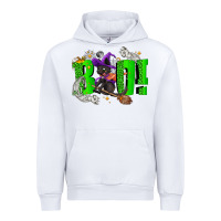 White Boo! with black cat Halloween Urban Hoodie - NancyCooperArtShop