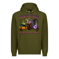 Army Green this witch needs coffee before any hocus pocus Premium Hoodie - BarkalooDesign