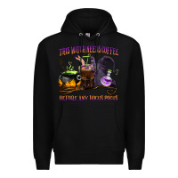 Black this witch needs coffee before any hocus pocus Premium Hoodie - BarkalooDesign