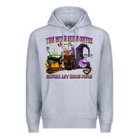 Heather Grey this witch needs coffee before any hocus pocus Premium Hoodie - BarkalooDesign