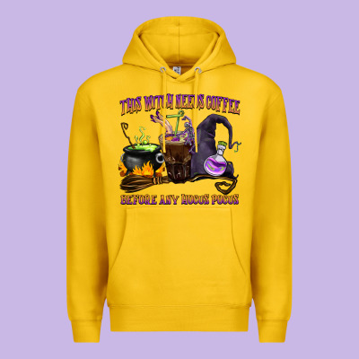 This Witch Needs Coffee Before Any Hocus Pocus Premium Hoodie Designed By Barkaloodesign