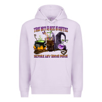 Lilac this witch needs coffee before any hocus pocus Premium Hoodie - BarkalooDesign