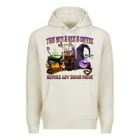 Oatmeal Heather this witch needs coffee before any hocus pocus Premium Hoodie - BarkalooDesign