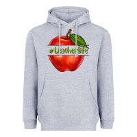 Heather Grey teacher life with apple Heavyweight Hoodie - NancyCooperArtShop