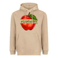 Teacher Life With Apple Heavyweight Hoodie | Teevron
