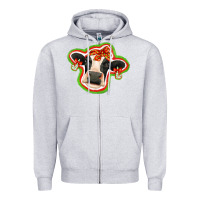 Heather Grey christmas heifer Zipper Hoodie - Jasminsmagicworld