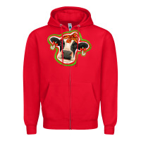 Red christmas heifer Zipper Hoodie - Jasminsmagicworld