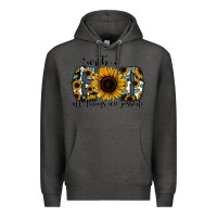 Charcoal Heather with god all things are possible sunflower Premium Hoodie - Jasminsmagicworld