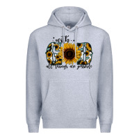 Heather Grey with god all things are possible sunflower Premium Hoodie - Jasminsmagicworld