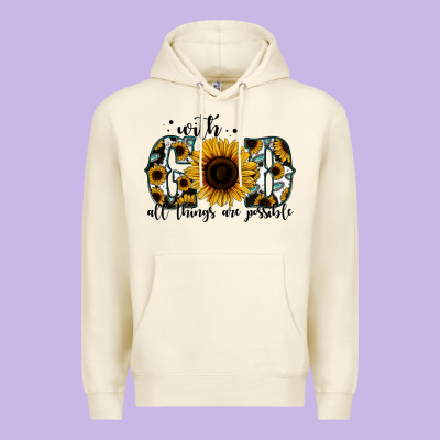With God All Things Are Possible Sunflower Premium Hoodie Designed By Jasminsmagicworld