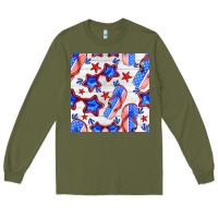 Army Green 4th of july flip flops seamless pattern Long Sleeve Tee - BundleAndBundleShop
