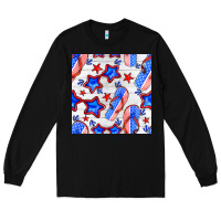 Black 4th of july flip flops seamless pattern Long Sleeve Tee - BundleAndBundleShop