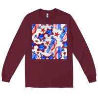 Burgundy 4th of july flip flops seamless pattern Long Sleeve Tee - BundleAndBundleShop