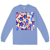 Colony Blue 4th of july flip flops seamless pattern Long Sleeve Tee - BundleAndBundleShop